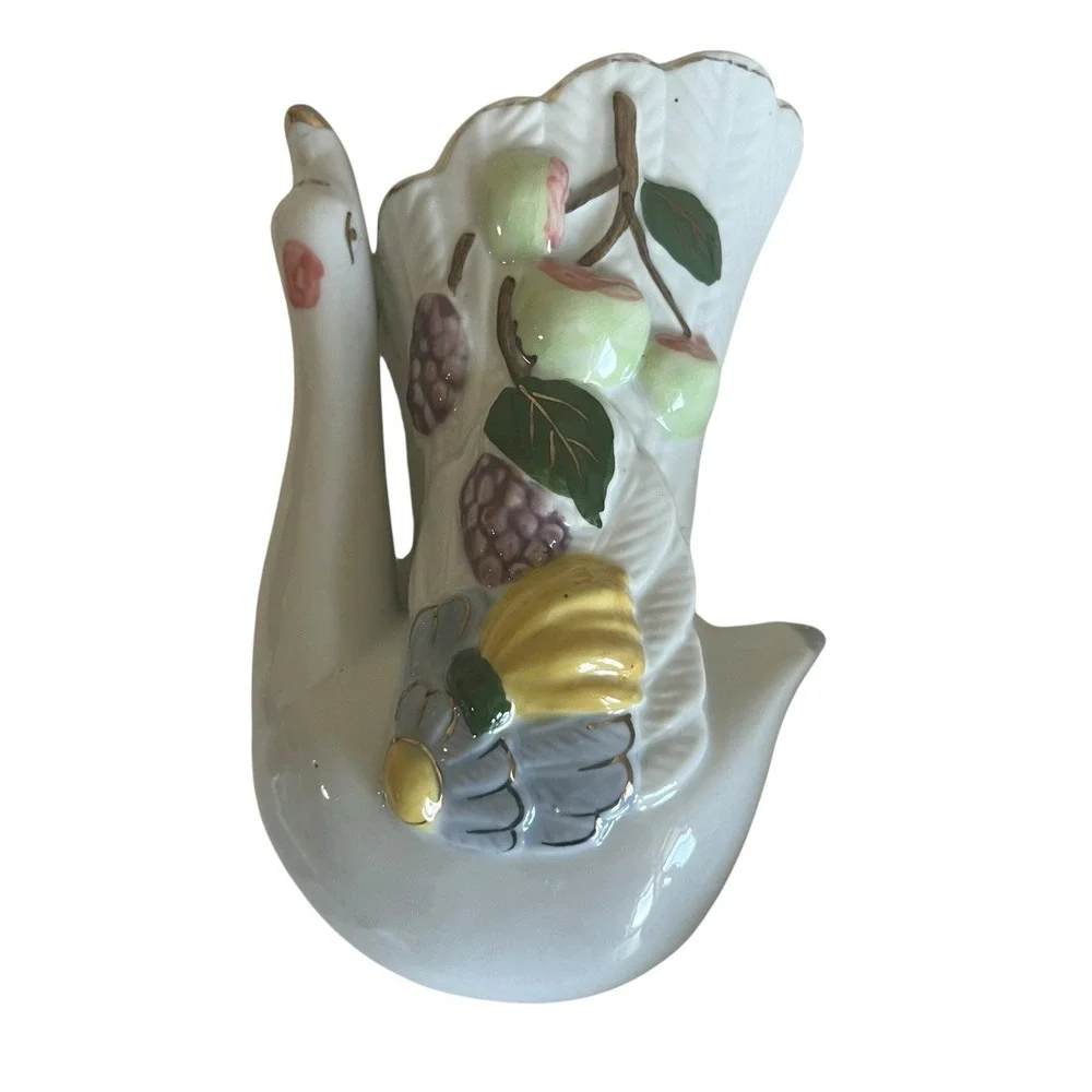 Vintage Double Swan Wall Pocket Vase 1960s Ceramic Set of 3 Japan